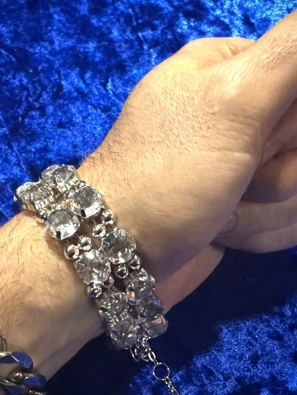 White Lab Created Moissanite Double Row Bracelet 20 Mm Platinum Color Plated